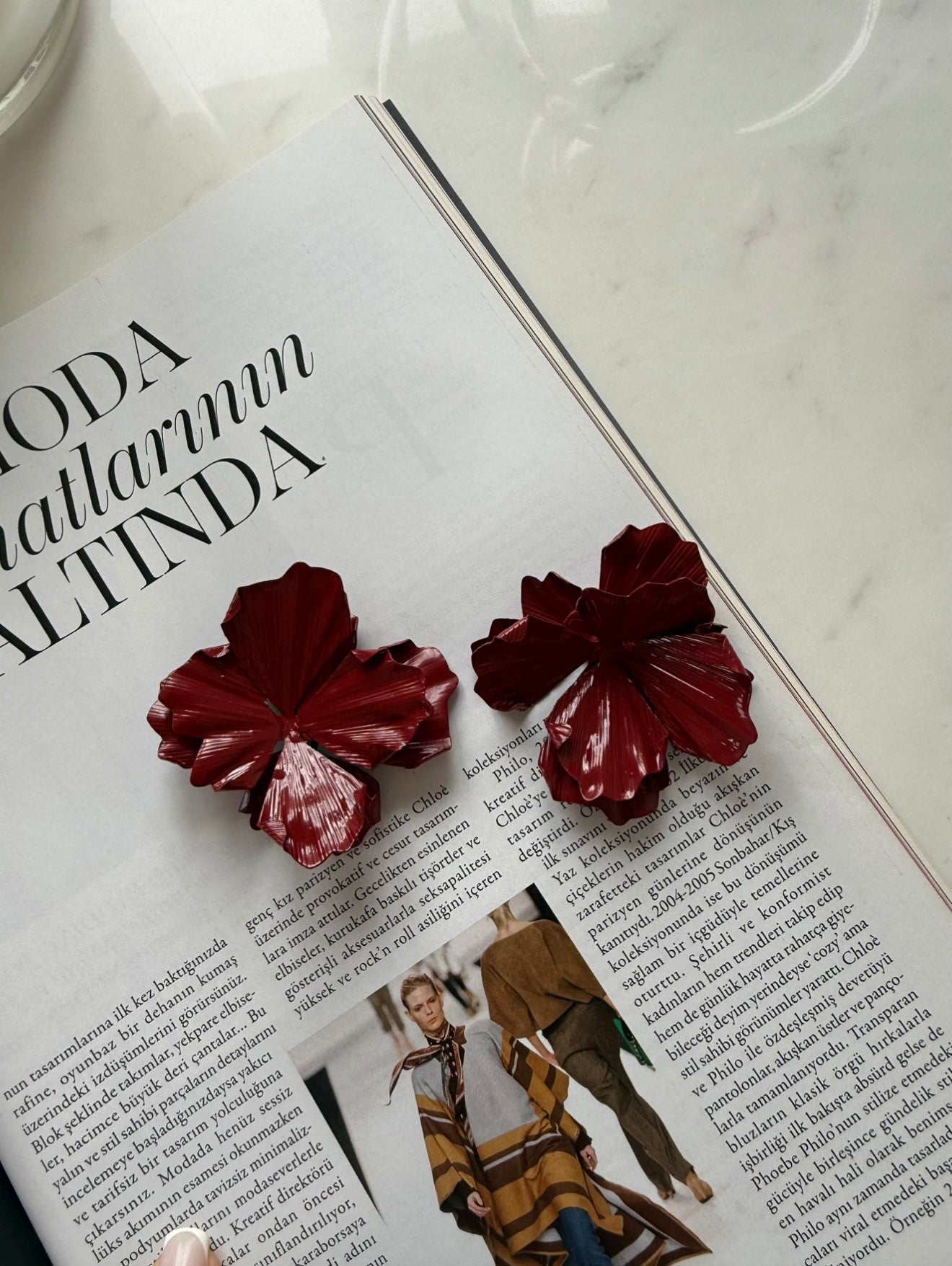 Bordo lotus küpe
