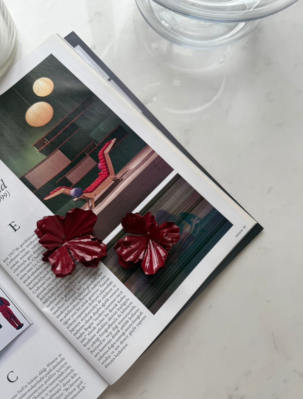 Bordo lotus küpe