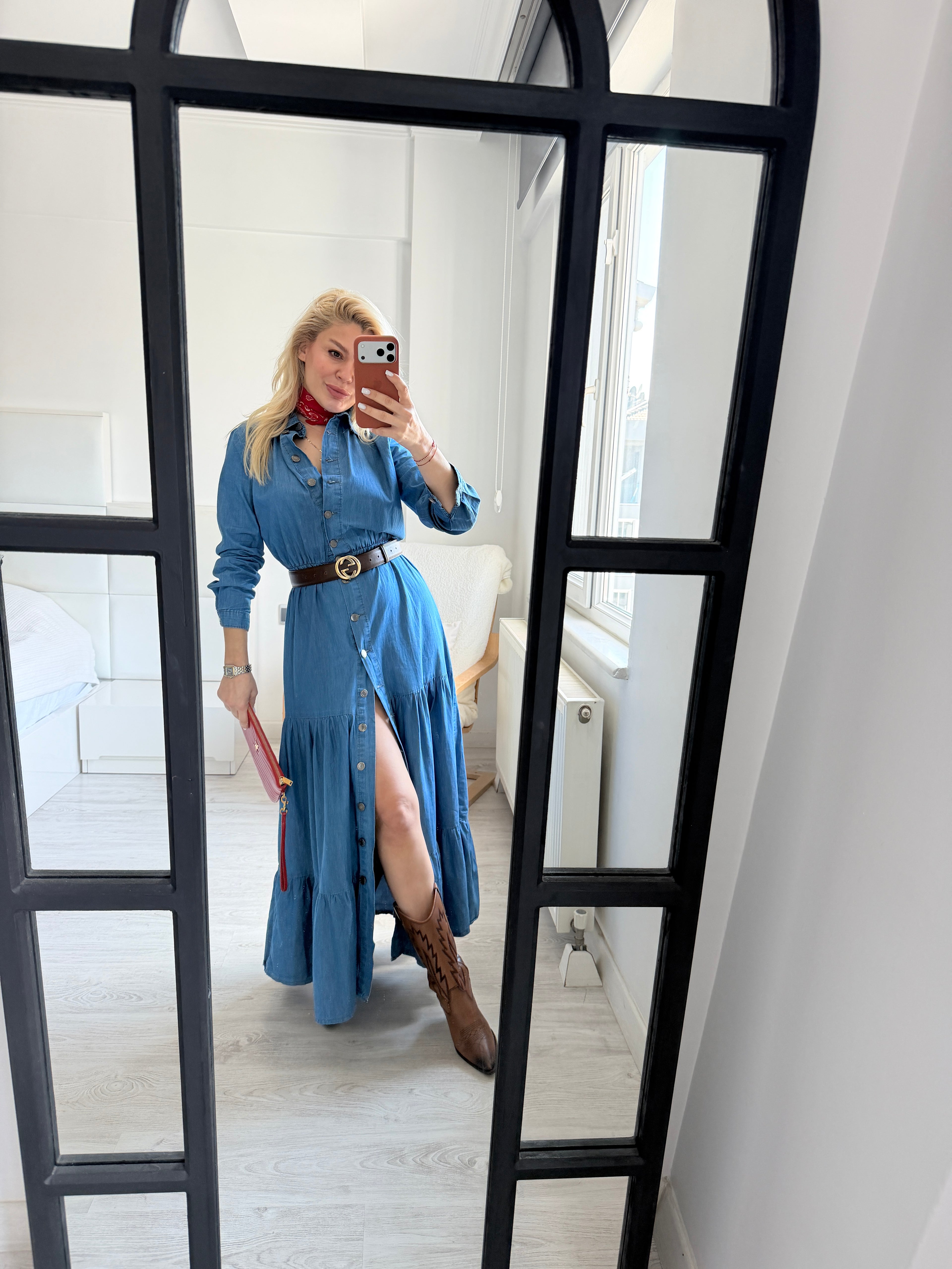Denim elbise