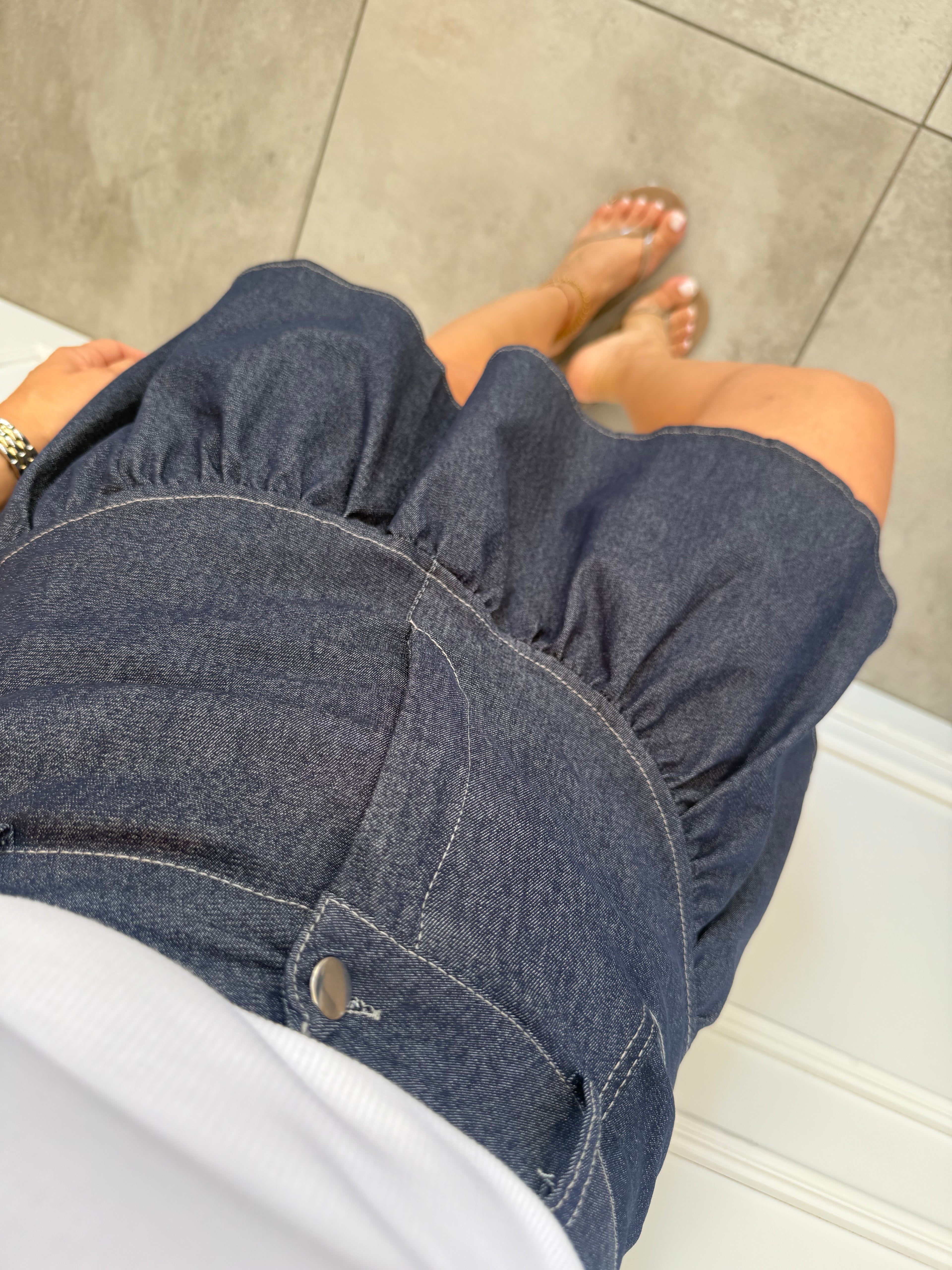 Likralı denim etek