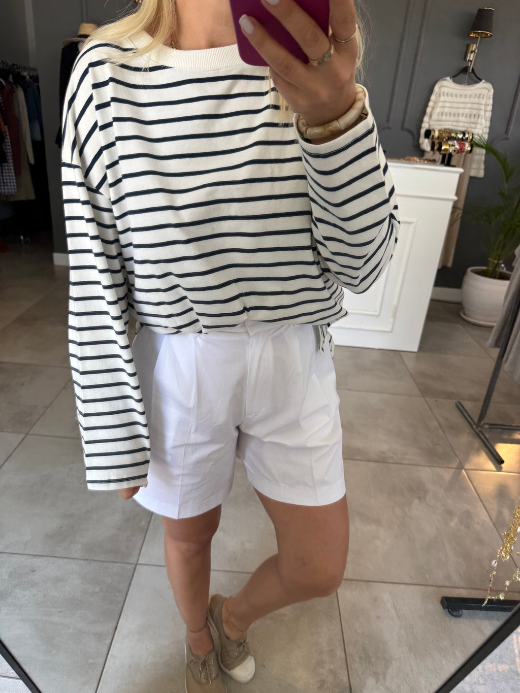 Çizgili basıc sweat