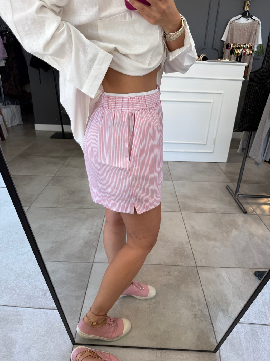Çizgili pembe boxer şort