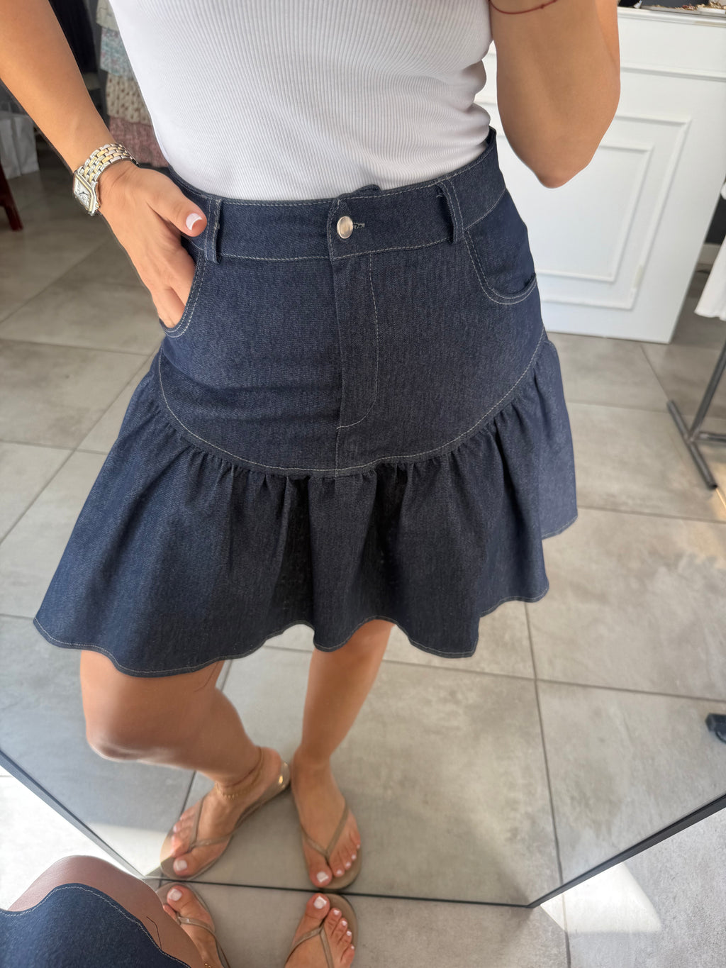 Likralı denim etek