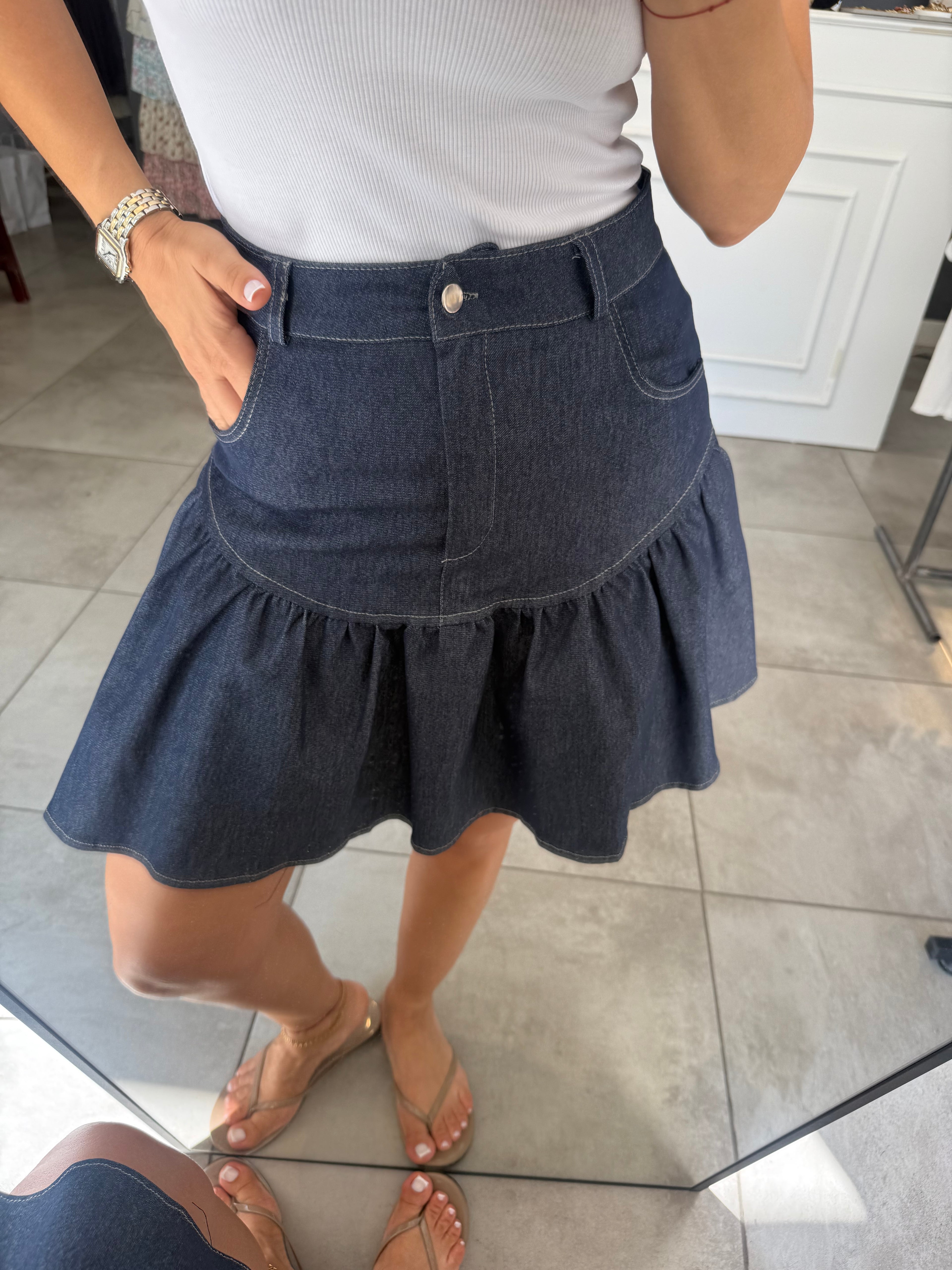 Likralı denim etek