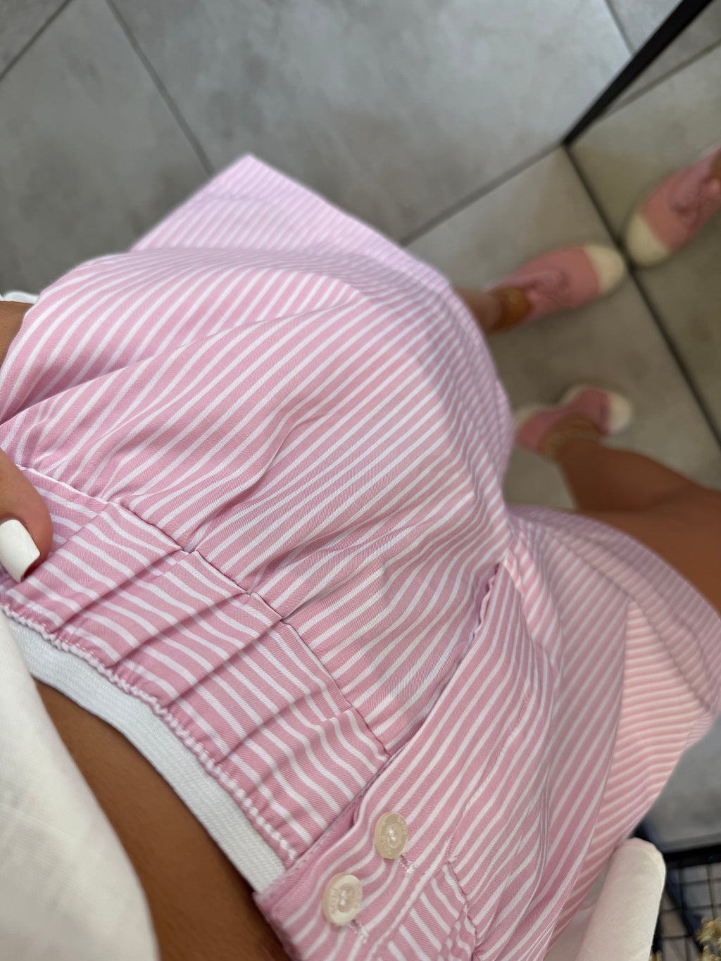 Çizgili pembe boxer şort