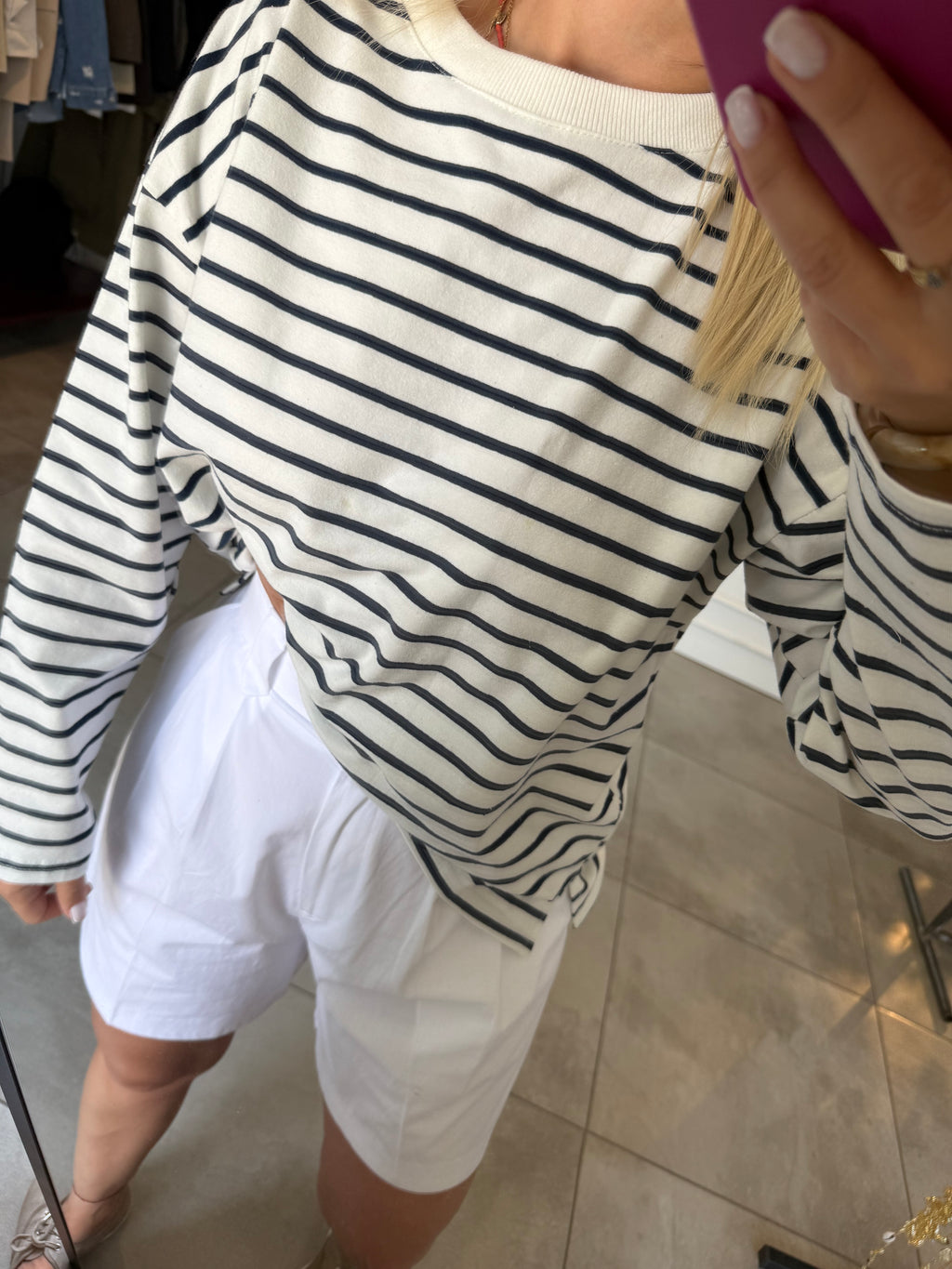 Çizgili basıc sweat