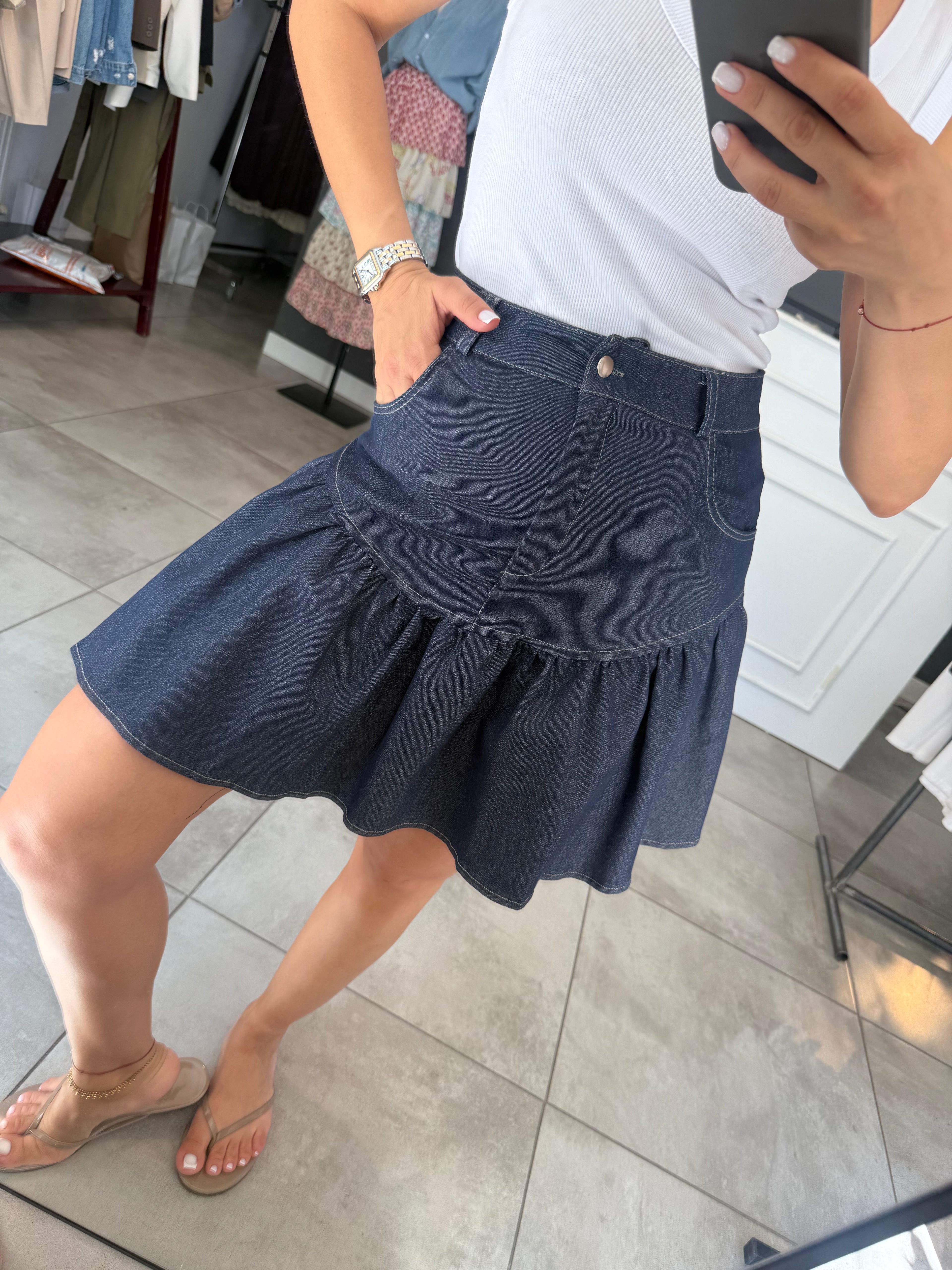 Likralı denim etek